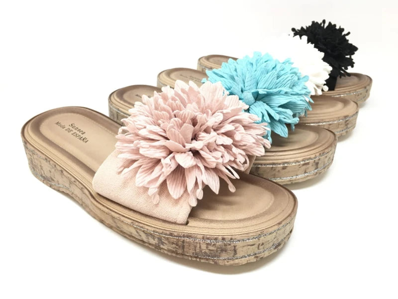 SANDALIA CON SUELO DE CORCHO DETALLE FLORES